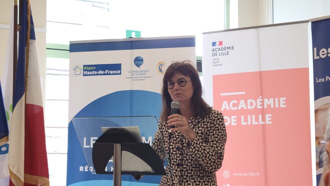La rectrice de l’académie de Lille Sophie Béjean, donne le coup d’envoi de l’Académie de la Mer à l’EREA de Berck