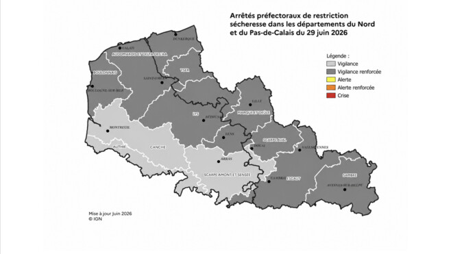 Sécheresse : les restrictions d'eau renforcées dans le Boulonnais, l'Audomarois, le Delta de l'Aa et cinq autres secteurs