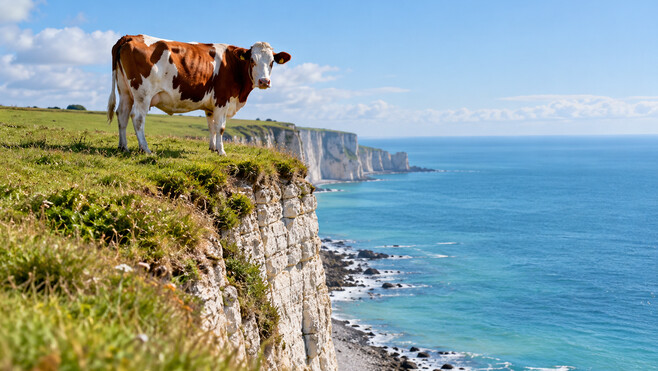 Wissant : une vache s'échappe de son enclos et manque de tomber de la falaise !