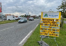 Groffliers: la D940 traversant la commune barrée dès lundi pour des travaux de sécurisation