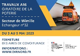 A16: des travaux au giratoire de la Poterie à Wimille jusqu'au 5 mai
