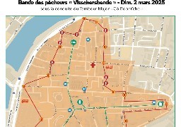 Carnaval de Dunkerque : le parcours de la bande des pêcheurs dimanche après-midi. 