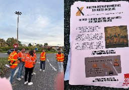 Les agents de la DIR Nord manifestent au rond-point des Parapluies à Dunkerque ce jeudi matin